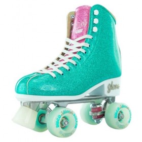 Crazy Disco Glam Teal/Pink Quad Roller Paten